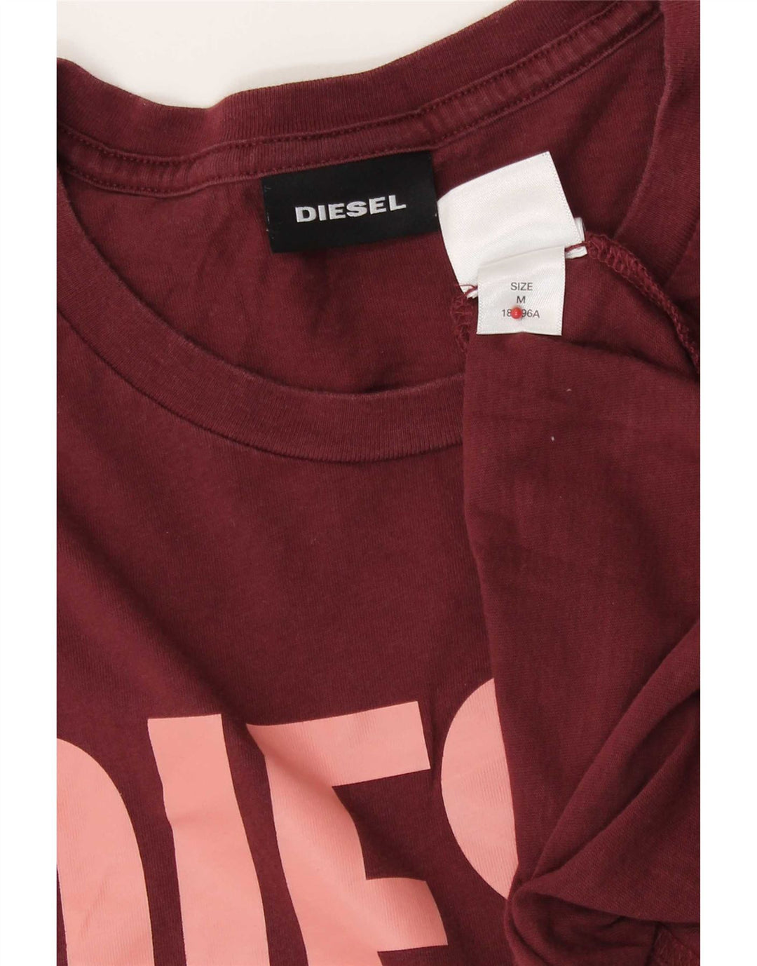 Мужская футболка с рисунком Diesel Top Medium Burgundy Cotton