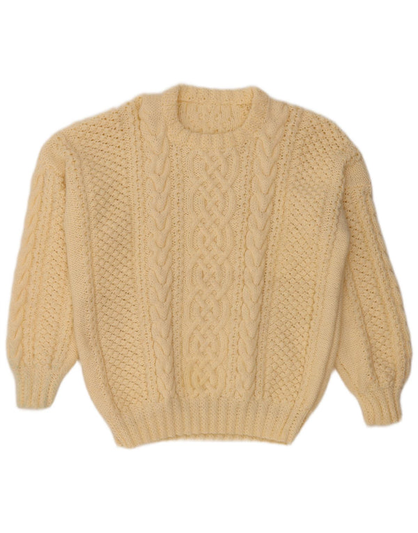 ВИНТАЖНЫЙ женский джемпер с круглым вырезом, Великобритания, 14, большой белый цвет