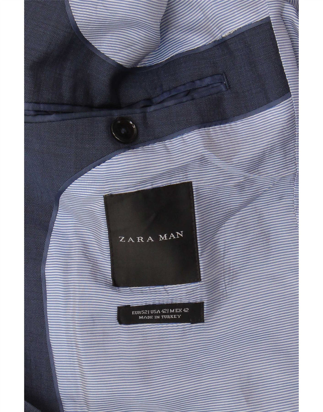 Мужской пиджак Zara на 2 пуговицах EU 52, большой темно-синий, шерстяной