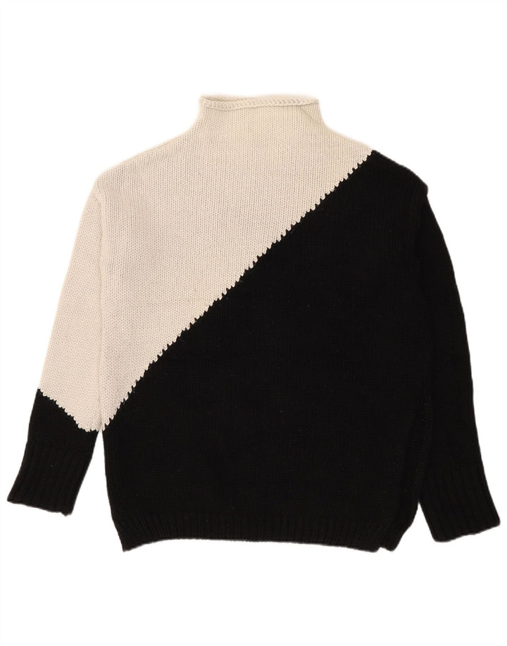 ZARA Womens Turtle Neck Jumper Sweater UK 10 Small White Colourblock