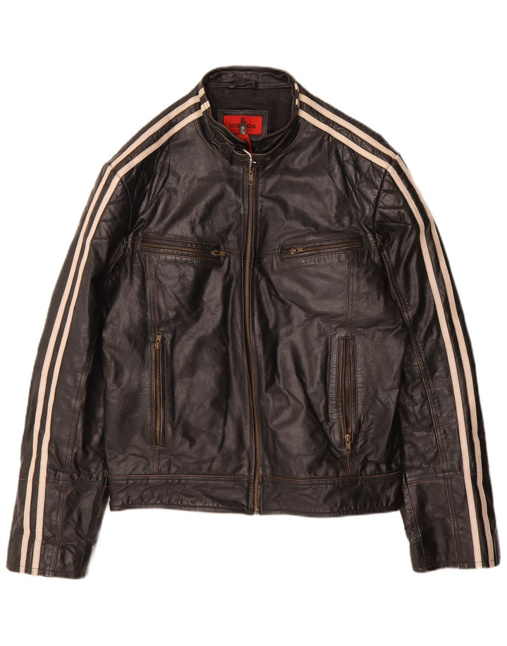 Женская кожаная куртка Mission Moto Racer UK 40, большая черная кожаная полоска