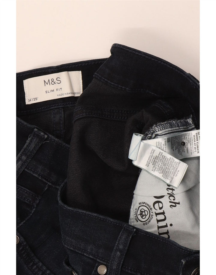 Мужские узкие джинсы Marks & Spencer W34 L29 темно-синие, хлопок