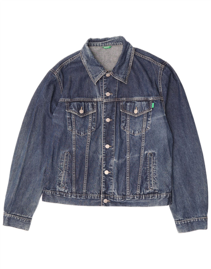 Мужская джинсовая куртка Benetton UK 42 XL, синяя, хлопок
