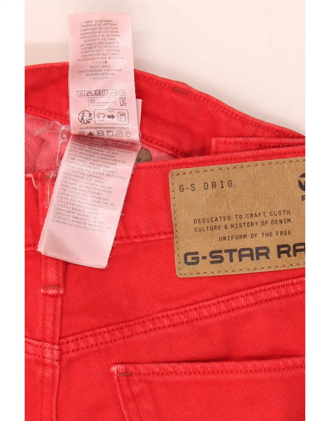 Мужские укороченные джинсы G-Star 3D Arc W25 L25, красный хлопок
