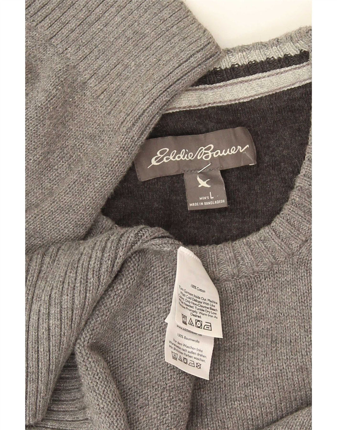 Мужской джемпер с круглым вырезом Eddie Bauer, большой серый хлопковый свитер