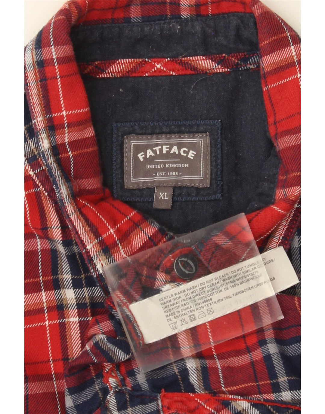 Мужская фланелевая рубашка Fat Face XL, хлопок в красную клетку