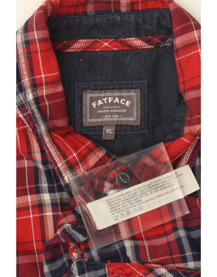Мужская фланелевая рубашка Fat Face XL, хлопок в красную клетку