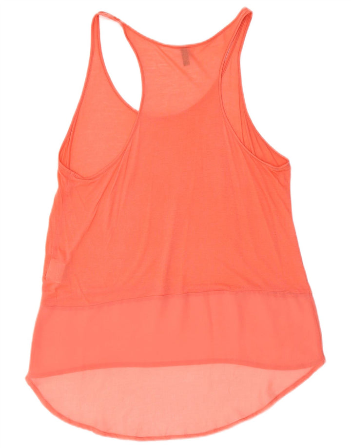 BENETTON Womens See Through Vest Top UK 10 Small Orange Modal
