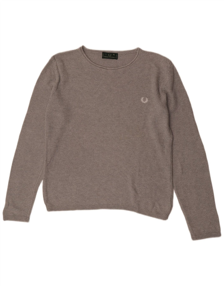 Мужской джемпер с вырезом «лодочка» Fred Perry, серый хлопок, размер XL