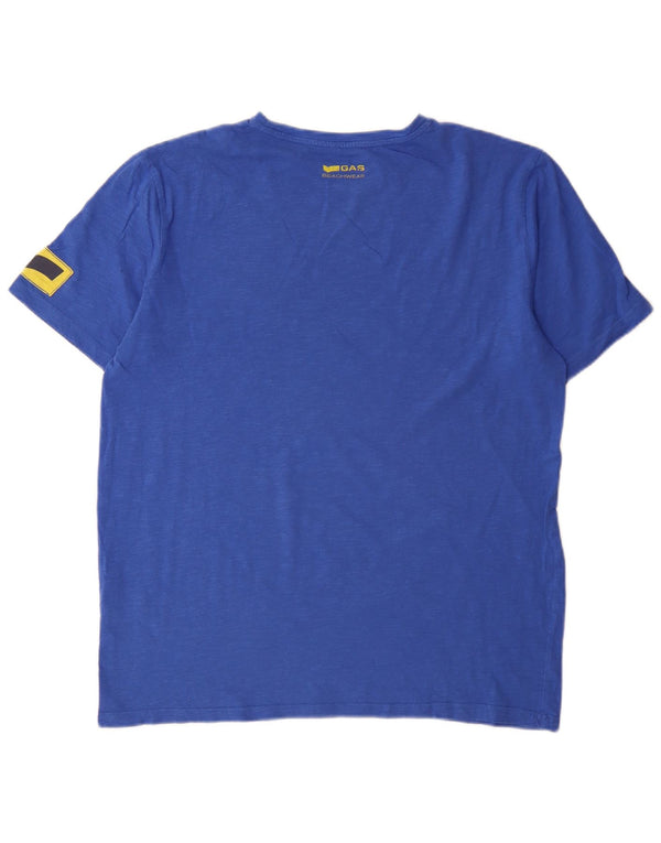 Мужская футболка Gas Top 2XL, синяя хлопковая крапинка