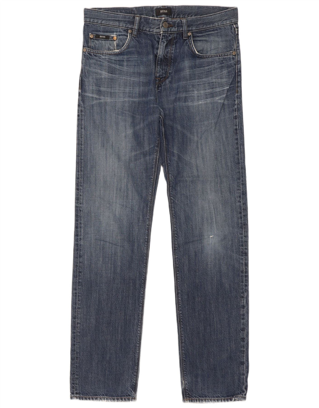 Мужские прямые джинсы Hugo Boss W32 L34 синие, хлопок