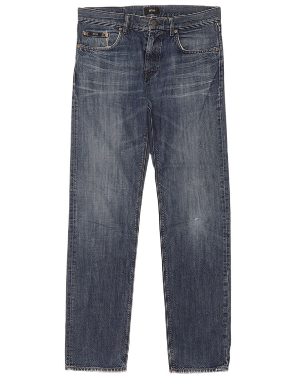 Мужские прямые джинсы Hugo Boss W32 L34 синие, хлопок