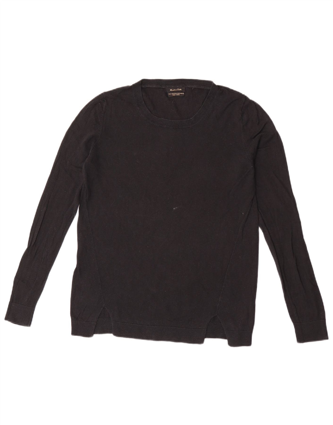 Женский джемпер с круглым вырезом Massimo Dutti UK 14, средний черный хлопок