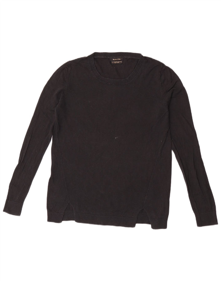 Женский джемпер с круглым вырезом Massimo Dutti UK 14, средний черный хлопок