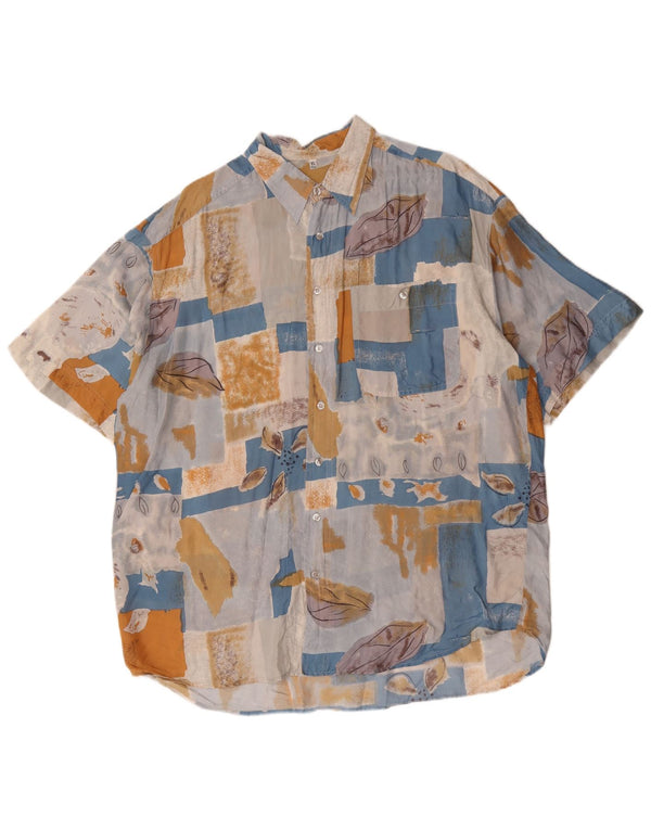 Винтажная мужская рубашка с абстрактным узором, размер 43/44 XL, разноцветная