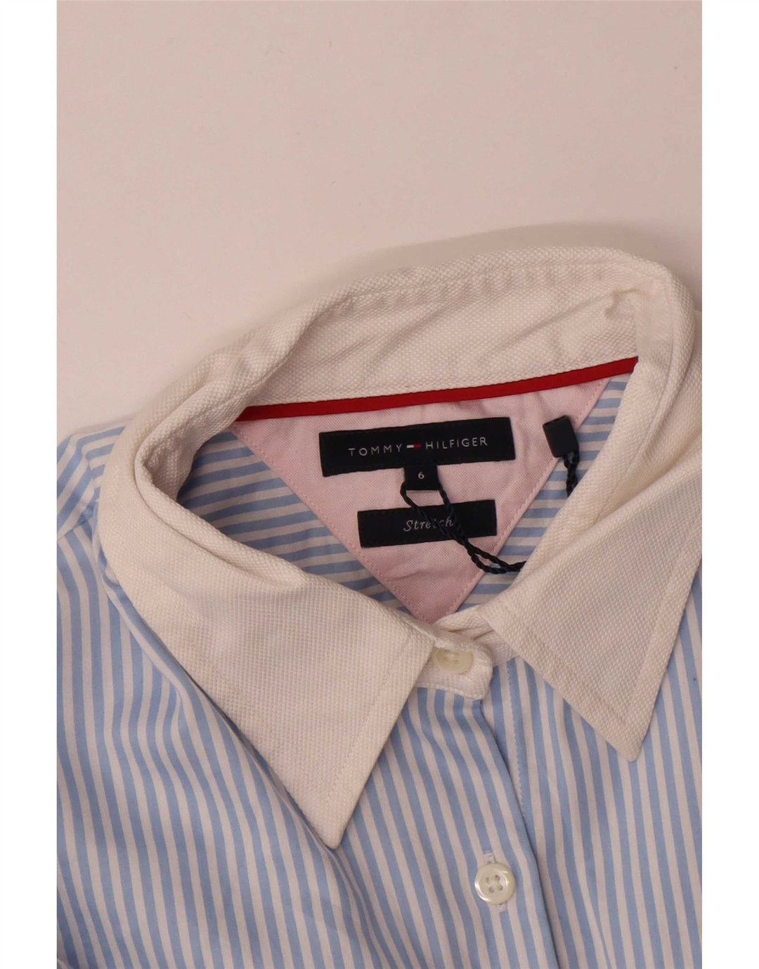 Женская рубашка Tommy Hilfiger US 6, хлопковая синяя полоска среднего размера