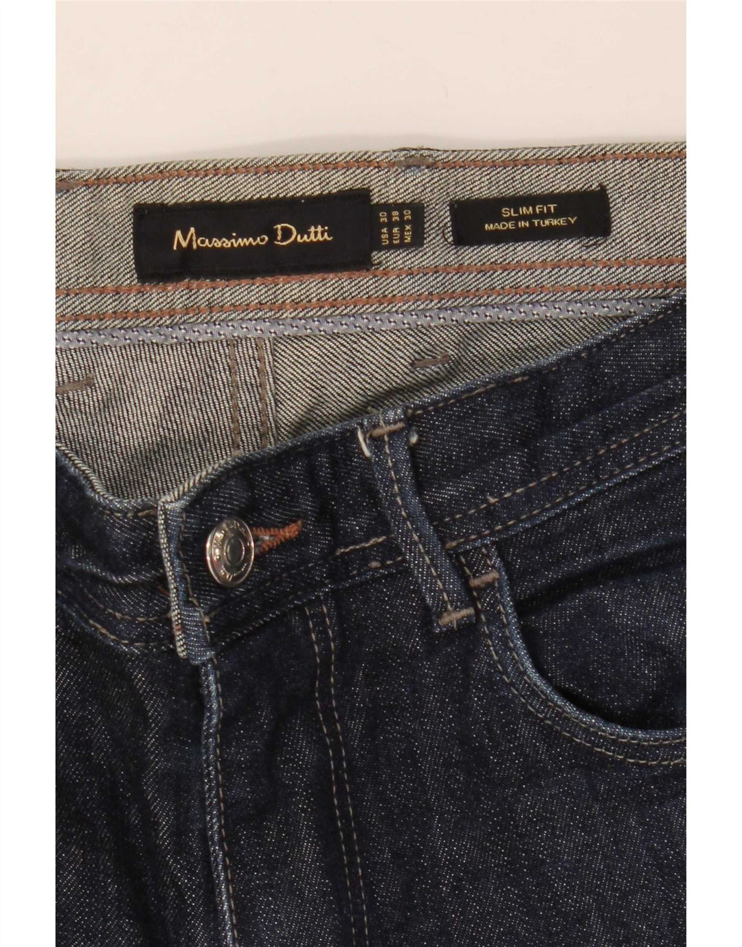 Мужские узкие джинсы Massimo Dutti EU 38 Small W30 L32 Темно-синие, хлопок