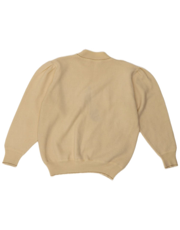 Винтажный женский джемпер с высоким воротником и рисунком, Великобритания, 18 XL, бежевый