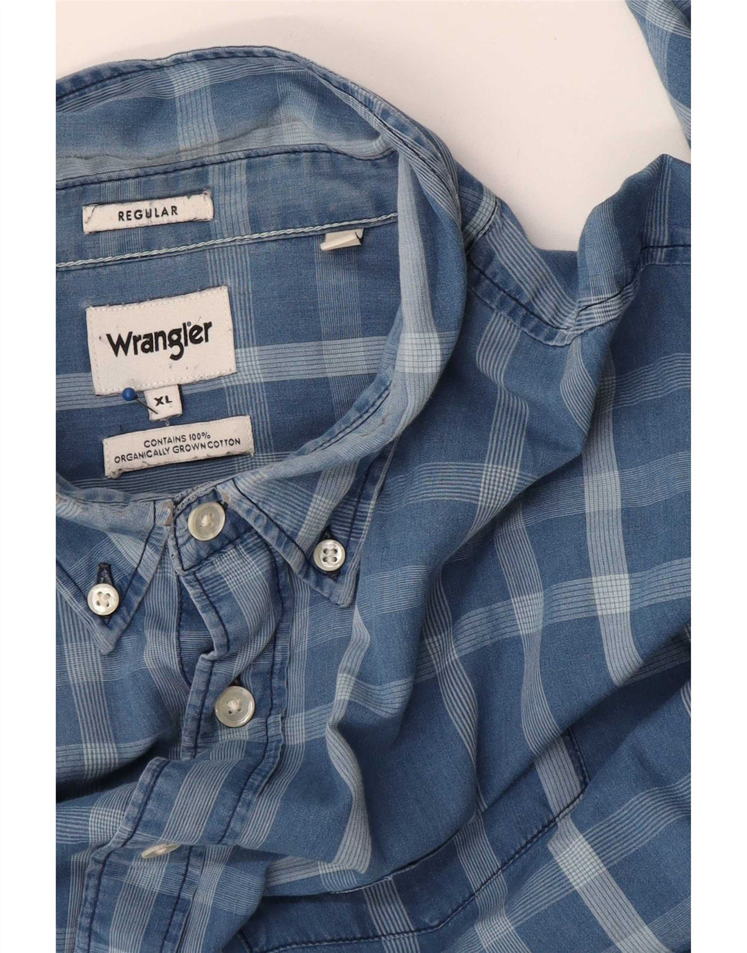 Мужская рубашка стандартного кроя Wrangler XL, синяя клетка, хлопок