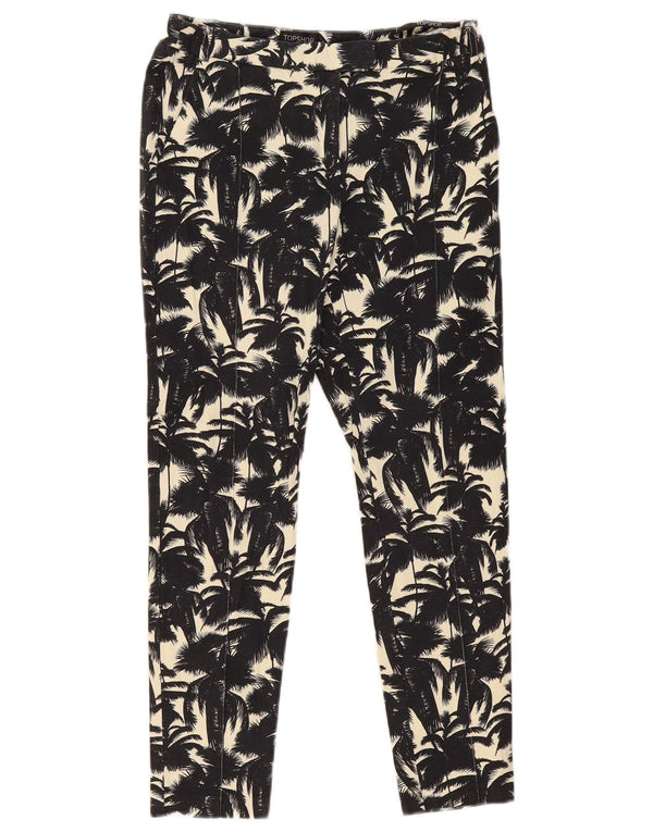 Topshop Женские узкие укороченные брюки с рисунком UK 10 Small W28 L26 Черные