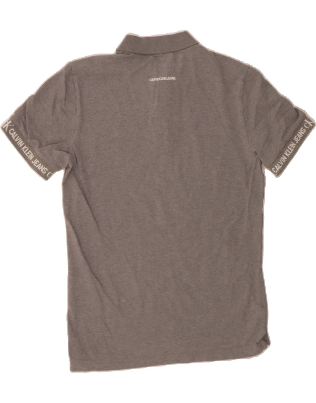 CALVIN KLEIN JEANS Mens Graphic Polo Shirt Medium Grey Cotton Vintage Calvin Klein Jeans and Second-Hand Calvin Klein Jeans from Messina Hembry 