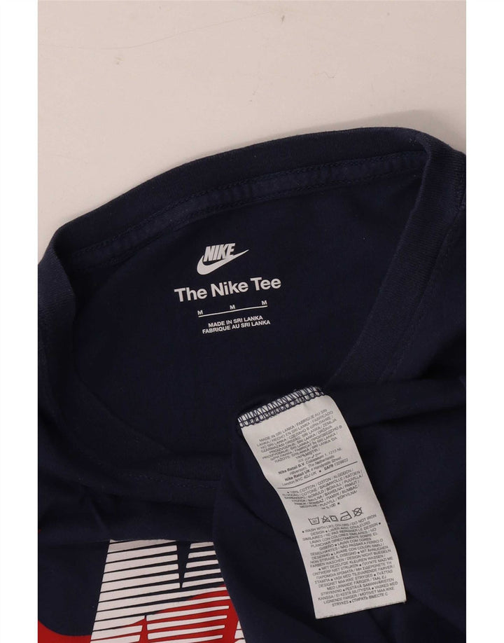 Мужская футболка с рисунком Nike, темно-синий, хлопковый топ среднего размера