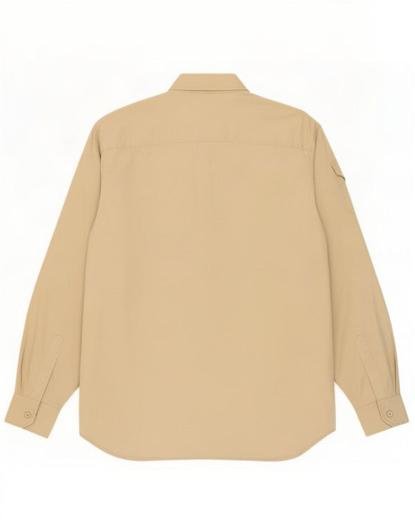 Gas Mens Military Shirt Large Beige Cotton