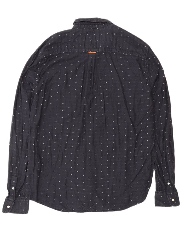 SUPERDRY Мужская рубашка стандартного кроя XL, темно-синий пятнистый хлопок