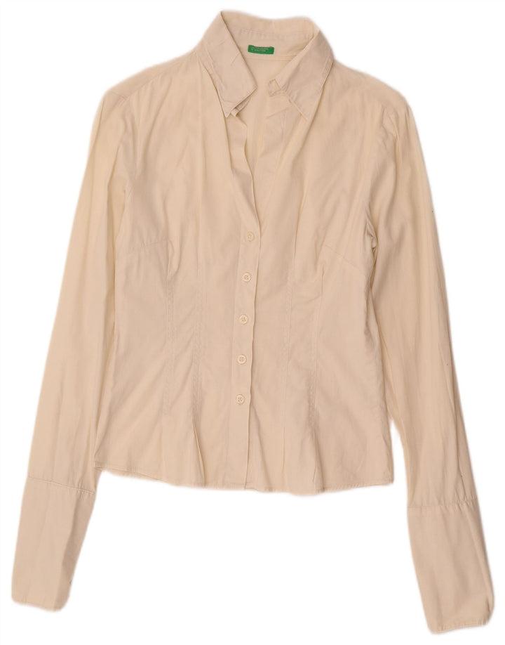 Женская деловая рубашка Benetton UK 6 XS Off White Хлопок