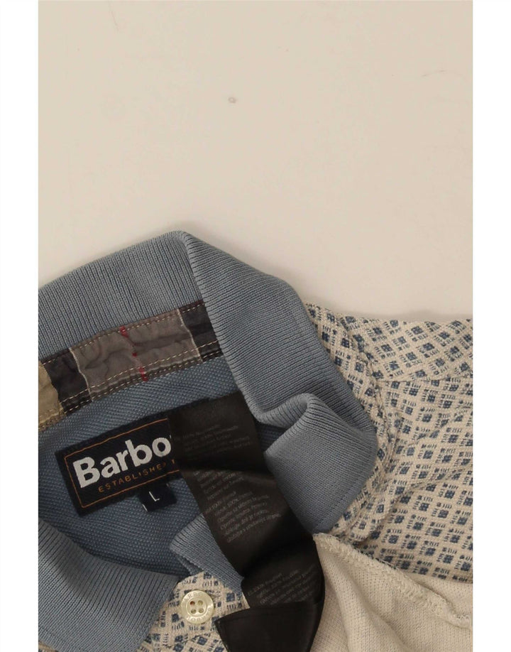 Мужская рубашка-поло Barbour, большая серая хлопковая рубашка с геометрическим рисунком