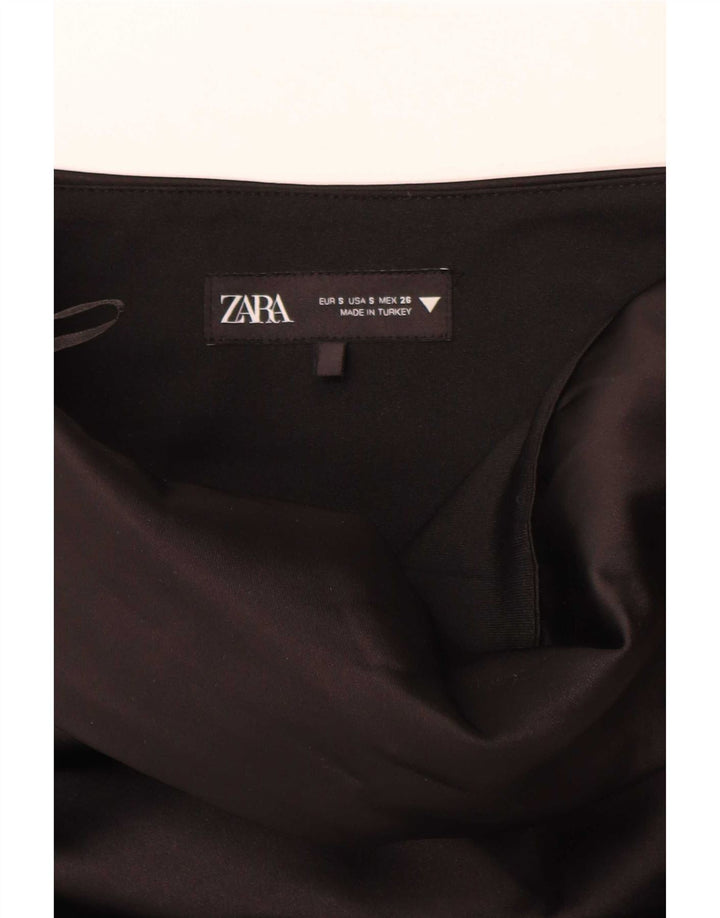 Женский укороченный топ без бретелек Zara UK 10, маленький черный полиэстер