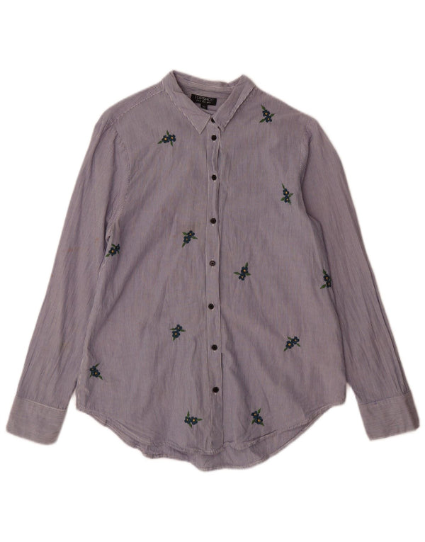 Женская рубашка Topshop UK 10, маленькая синяя хлопковая полоска