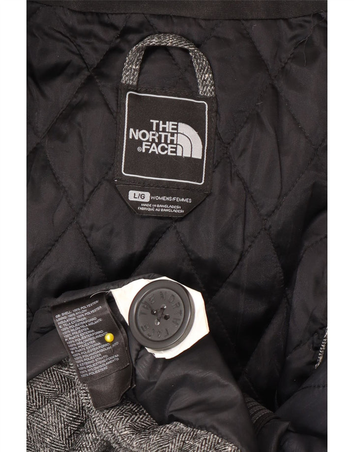 Женская куртка-бомбер с капюшоном The North Face UK 16, большая серая с узором «в елочку»