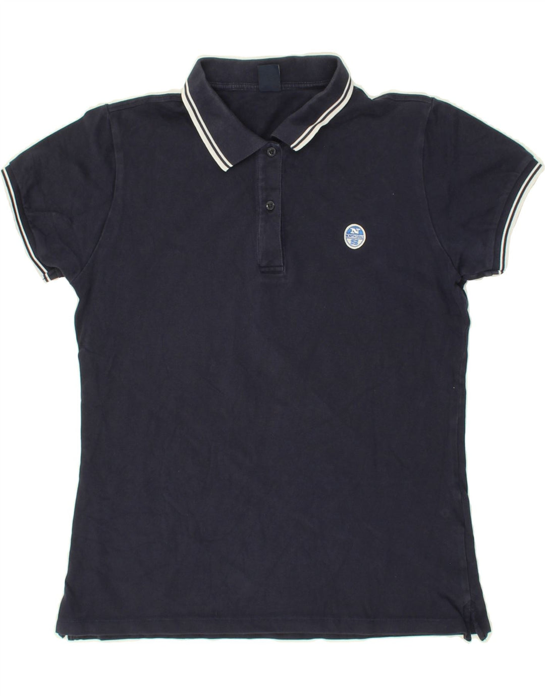 NORTH SAILS Womens Polo Shirt UK 14 Medium Navy Blue Cotton Vintage North Sails and Second-Hand North Sails from Messina Hembry 