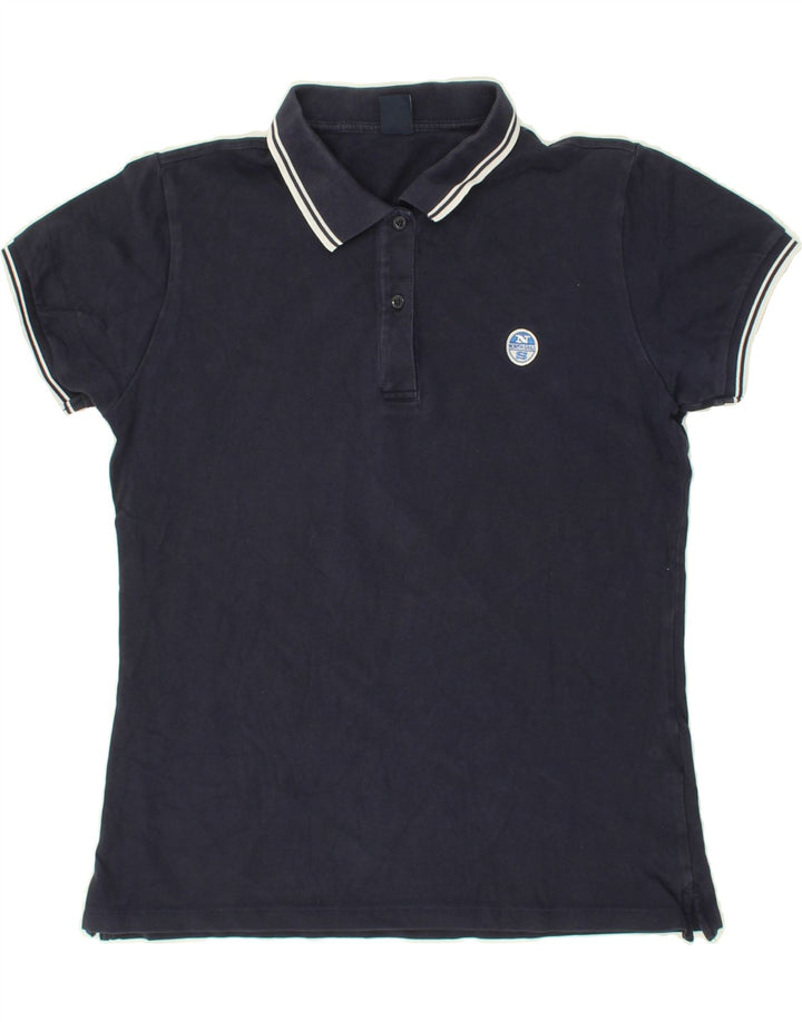NORTH SAILS Womens Polo Shirt UK 14 Medium Navy Blue Cotton Vintage North Sails and Second-Hand North Sails from Messina Hembry 