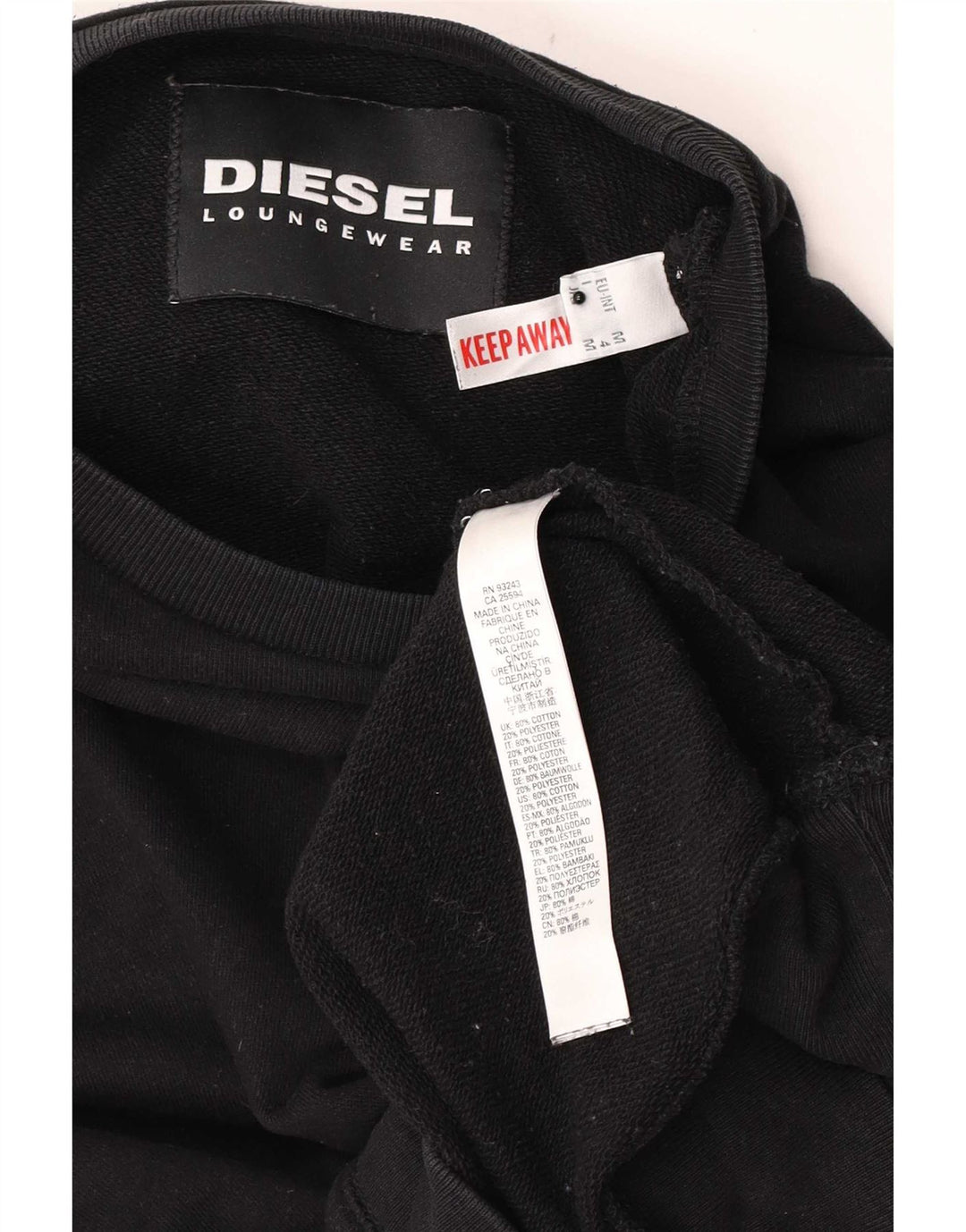 Женский свитер с рисунком Diesel UK 14, средний черный хлопок, толстовка