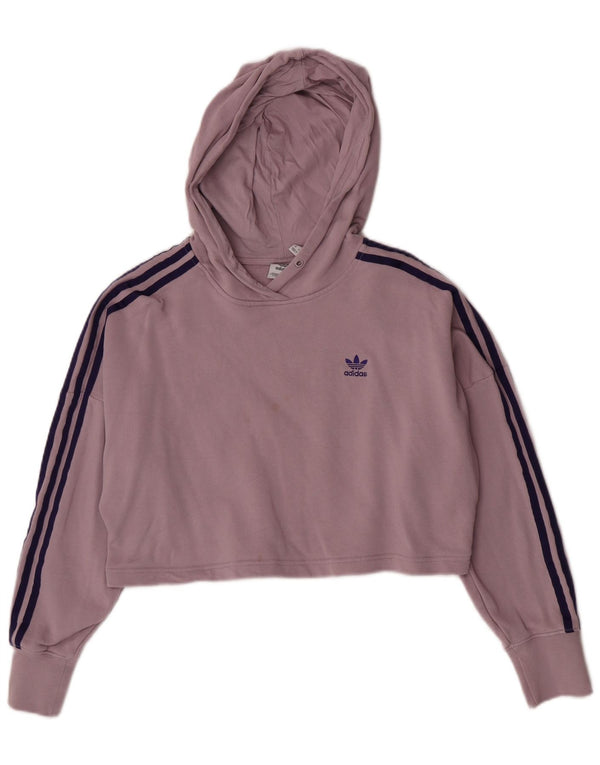 Женский укороченный джемпер с капюшоном Adidas Oversized UK 4 XS, розовый хлопок