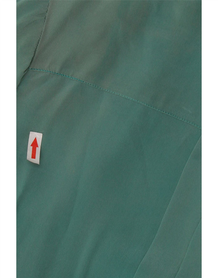 ВИНТАЖНАЯ женская блузка с длинными рукавами и завязками спереди, Великобритания, 16, большой зеленый шелк