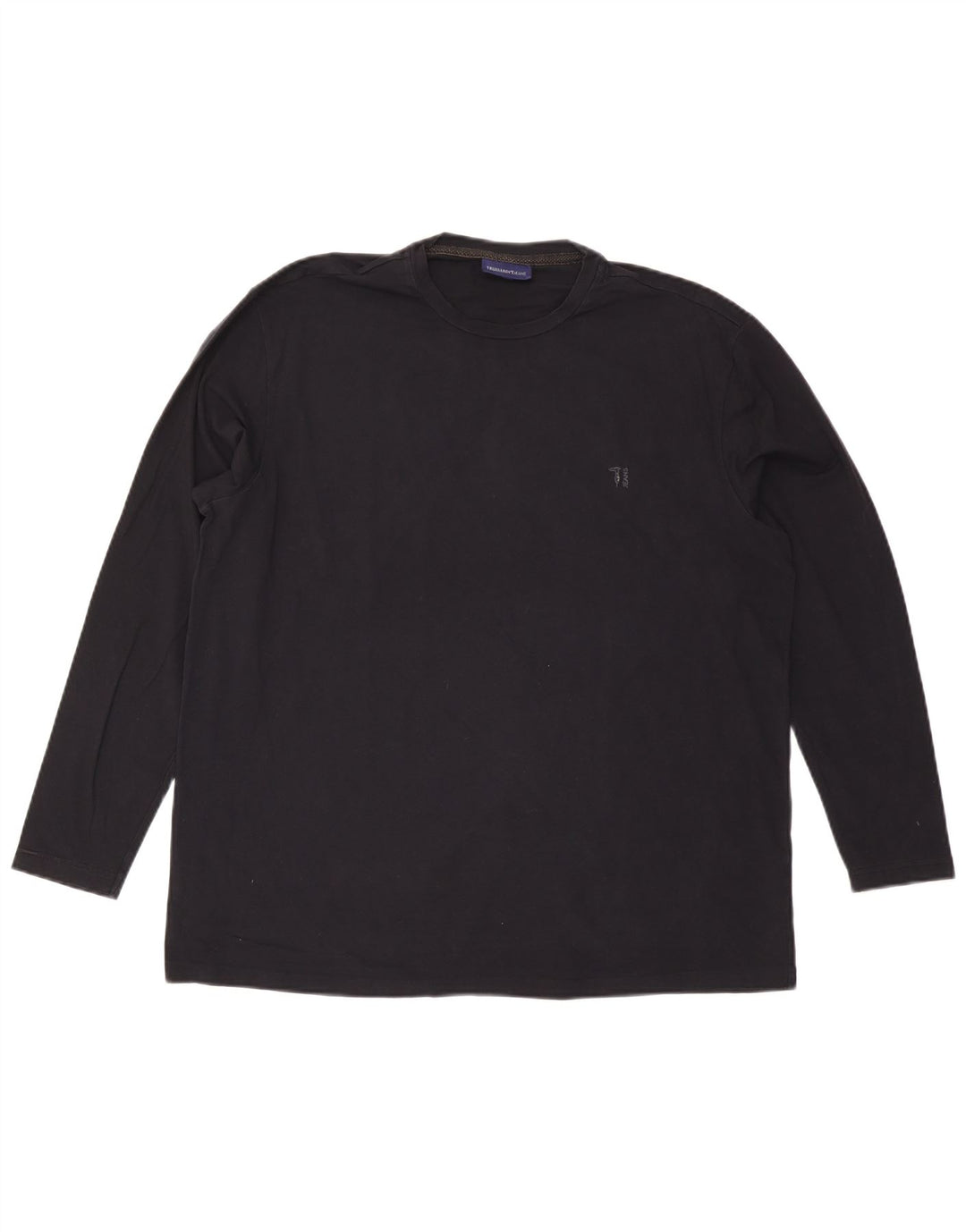 TRUSSARDI JEANS Мужской топ с длинным рукавом 2XL, черный хлопок