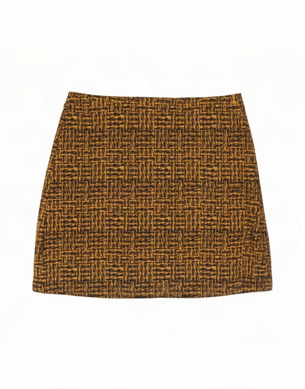 Женская мини-юбка Marks & Spencer UK 14, большая W36, коричневый полиэстер с геометрическим рисунком