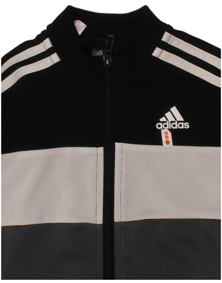 Спортивный костюм ADIDAS для мальчиков, верхняя куртка 4–5 лет, черный полиэстер с цветными блоками