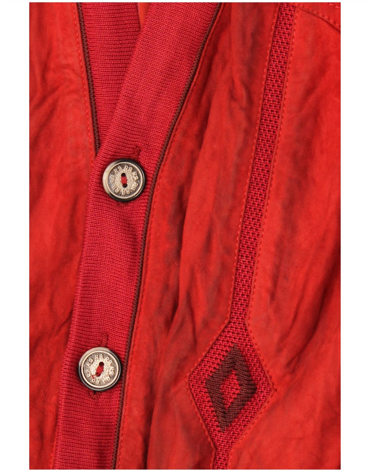 SERRA Mens Suede Bomber Jacket IT 56 3XL Red Geometric