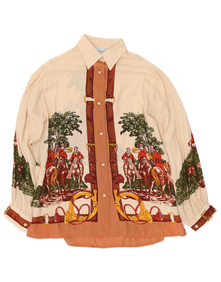 GABRI ELLE LA CAMICIA Женская блузка-рубашка с рисунком UK 16, большая белая