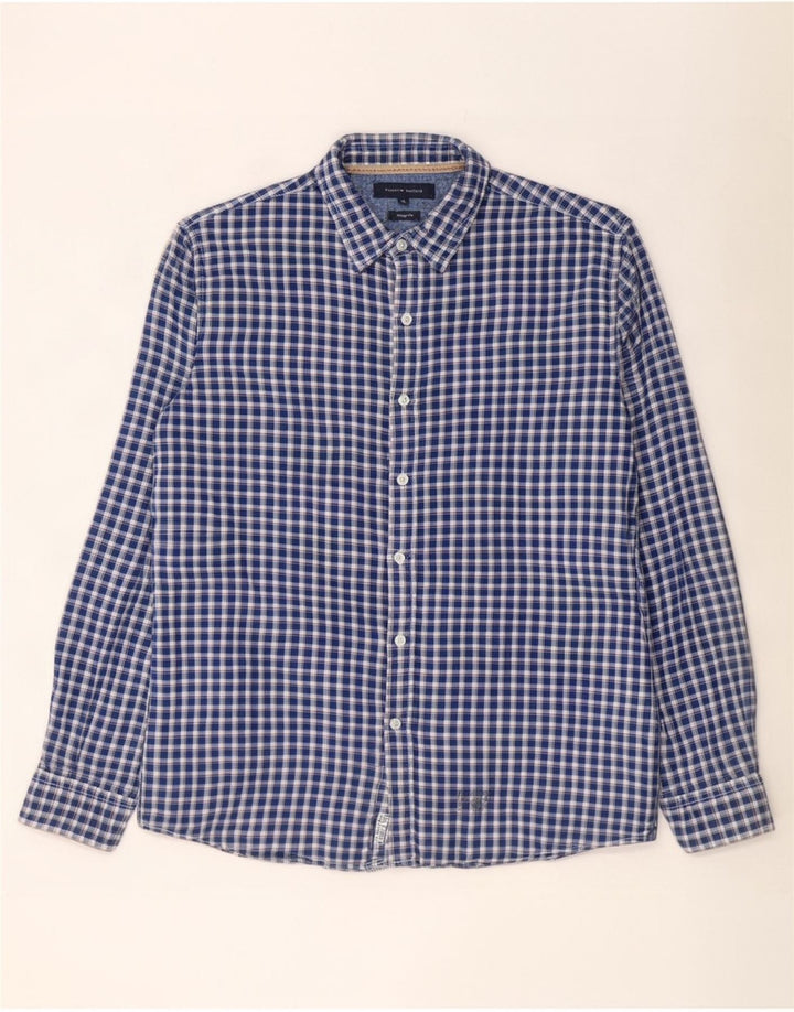 Мужская рубашка в винтажном стиле Tommy Hilfiger XL, синяя в клетку