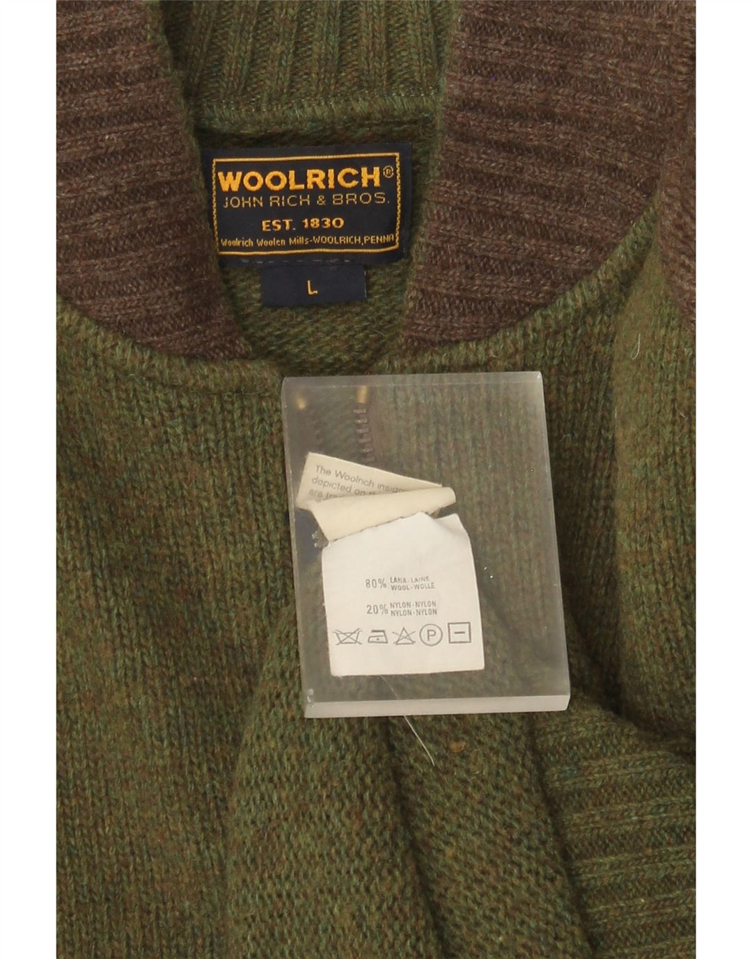 Мужской кардиган с рисунком Woolrich, большой зеленый шерстяной свитер с цветными блоками