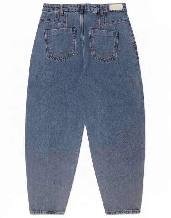 Женские укороченные свободные джинсы с высокой талией Zara EU 38, маленькие W28 L25, синие, хлопок