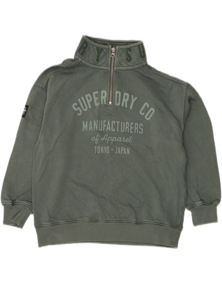 SUPERDRY Свитшот на молнии с рисунком для мальчиков, джемпер, 7-8 лет, зеленый хлопок
