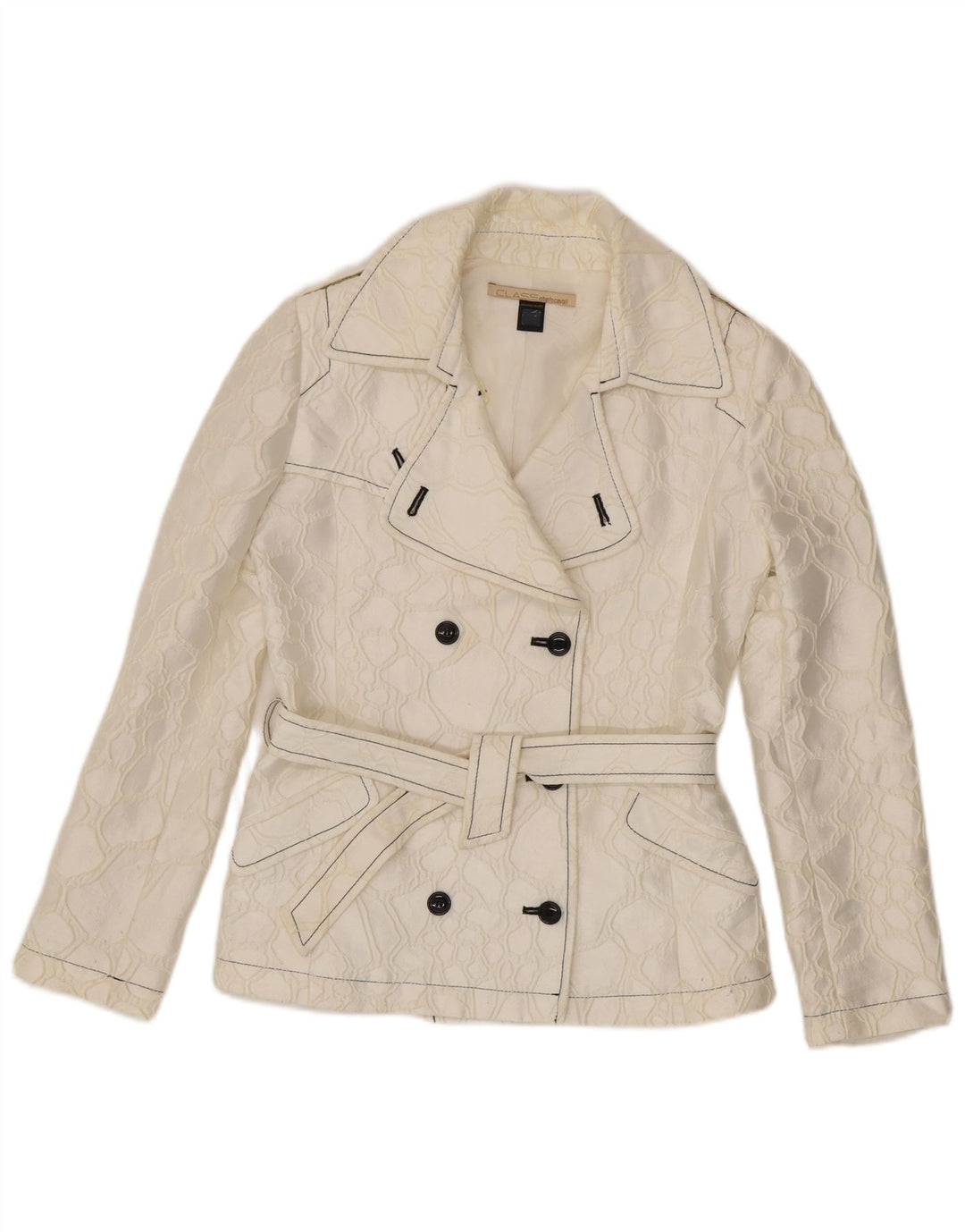 Женский пиджак Roberto Cavalli IT 42 Medium Off White с геометрическим рисунком