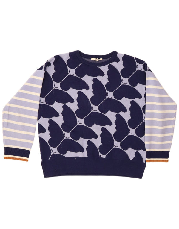 Женский джемпер с круглым вырезом WHITE STUFF UK 14, большой темно-синий в полоску