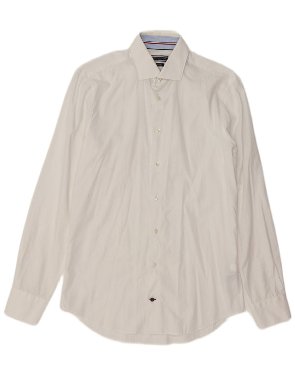 TOMMY HILFIGER Mens Slim Fit Shirt Size 15 38 Medium White Cotton